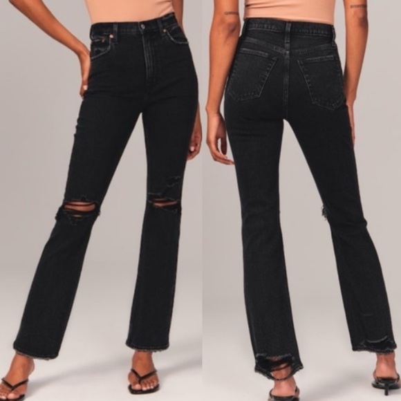 A+F The Ankle Straight Ultra High Rise Distressed Minimalist Goth Edgy Jeans - Picture 1 of 11
